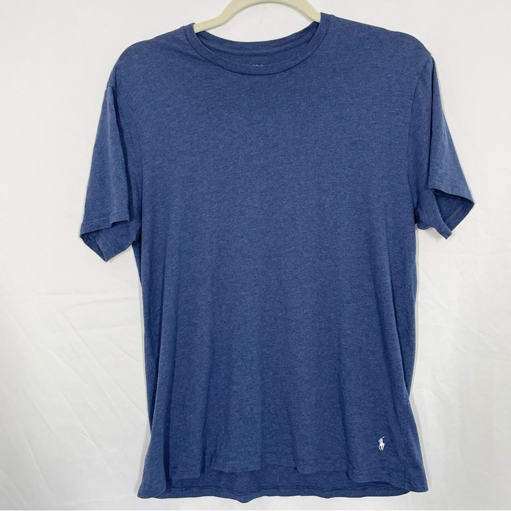 Polo Ralph Lauren Mens Crew Neck T-Shirt Heather Blue White Poly Logo Size XL